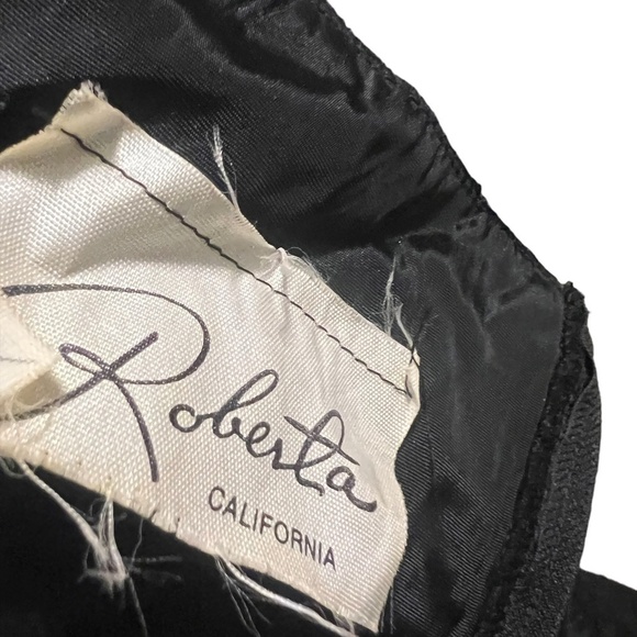 VTG ROBERTA CALIFORNIA BLACK Floral LACE Gothic ROMANTIC Evening DRESS Women’s - Picture 15 of 15